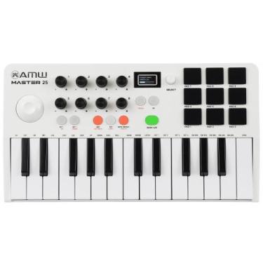 Imagem de AMW Master 25 White Teclado Controlador Midi 9 PADs 8 Knobs Visor OLED