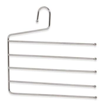 Imagem de Cabide Em Aço Para 5 Calças Cromado Reforçado Não Desfia - Ampla Brasi