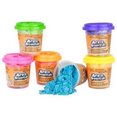 Imagem de Areia Massa De Modelar Cinética Colorida 420g 6 Potes - Dm toys