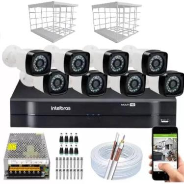 Imagem de Kit 8 Câmeras + DVR Intelbras + Câmeras HD 20m Infravermelho + Fonte, 