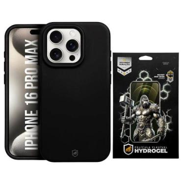Imagem de Capa case capinha Silicon e Película Gel para iPhone 16 Pro Max - Gshi