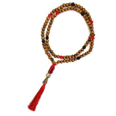 Imagem de Japamala Pomba Gira 108 Contas 45 Cm Em Madeira 8 Mm Pompom - Lua Míst