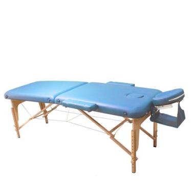 Imagem de Maca Dobrável Madeira 350kg Estética Massagem Portátil Cor Azul Claro 