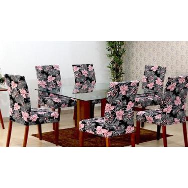 Imagem de Capa de Cadeira Estampada MALHA Floral 4 peças - mayra enxovais, Rosa