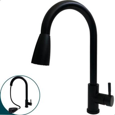 Imagem de Torneira Gourmet Pia Cozinha Preto Fosco Inox 304 Quente Fria Misturad