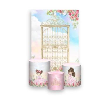 Imagem de Painel De Festa Vertical 1,50 x 2,20 + Trio De Capas Cilindro - Jardim