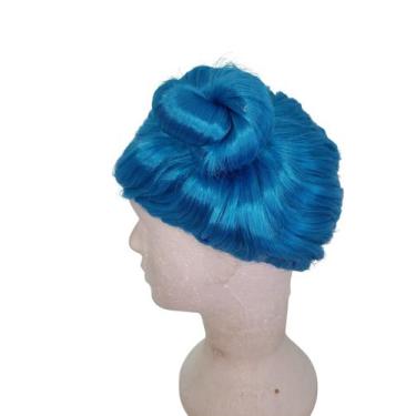 Imagem de Peruca infantil cabelo azul com coques estilo bonequinha - Lynx Produç