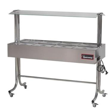 Imagem de Buffet Aquecido Gastromaq Cromado 8 Cubas Tampa Inox Cobertura Vidro 2