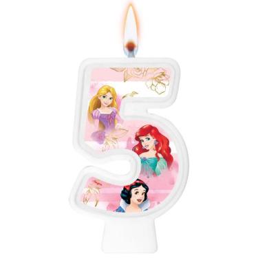 Imagem de Vela decoração Princesas Disney Número 5 festa Aniversário - REGINA