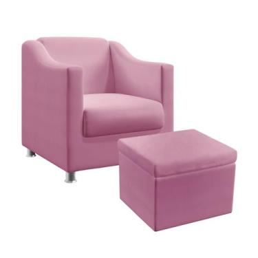 Imagem de Poltrona Almofadada Alya com Puff Quasar Sued Rosê Aradecor, Rosê, ÚNI