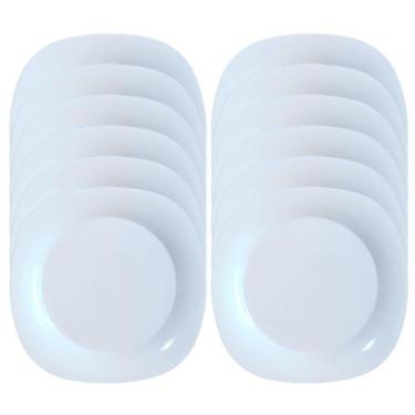Imagem de Jogo 12 Pratos Quadrado Branco 20cm em Melamina Premium - Fratelli
