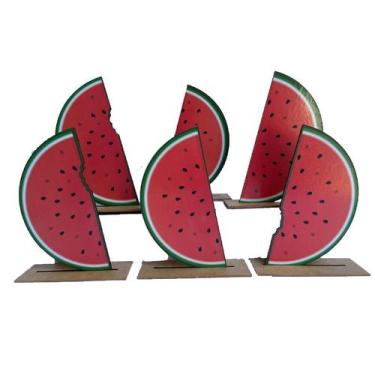 Imagem de Kit Display de Mesa 6 Peças Para Festa Melancia MDF - Juju Brasil