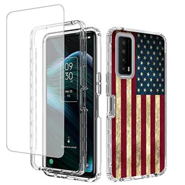 Imagem de Yodueiv Capa para TCL Stylus 5G 2022 (T779W) com protetor de tela de vidro temperado, capa protetora para celular com estampa de bandeira transparente de corpo inteiro para TLC Stylo G5 TCL Stylus 5G