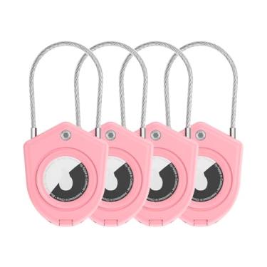 Imagem de TUXON Suporte para AirTag, pacote com 4 capas de AirTag com cabo de fio, chaveiro anti-arranhões para Apple Air Tags, acessórios para rastreador de itens GPS