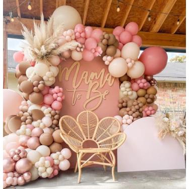 Imagem de Wecepar Kit de arco Boho Balloon Garland com balões de ouro rosa de marfim branco metálico para chá de bebê, aniversário, chá de noiva, Dia dos Namorados, casamento, artigos para festas de aniversário
