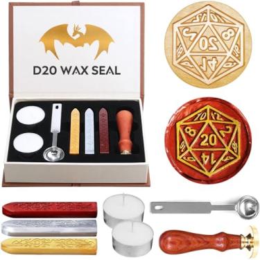 Imagem de DND Wax Seal Stamp, Fantasy D20 Dice Wax Seal Kit, Ideal Gifts for Dungeons and Dragons/D&D Adventure Cards Envelopes, Gift Packaging. Great RPG Accessories Nerdy Gifts for DND Lovers, DM & Players