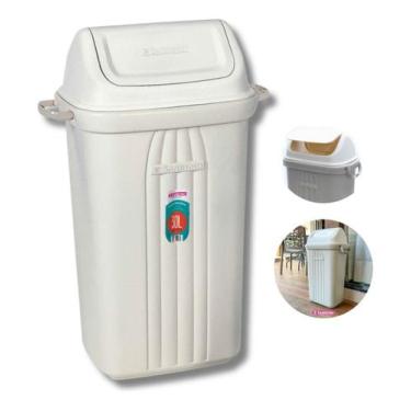 Imagem de Lixeira Plástica 30l Tampa Basculante Sanremo Multiuso Bege