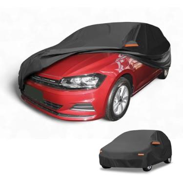 Imagem de Partuto 1 peça capa universal para carro à prova d'água para todos os climas, automotiva, externa, anti-UV, proteção contra chuva e chuva, cobertura externa completa 210T-PU preta adequada para