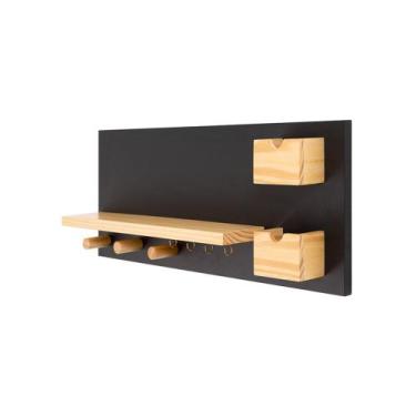 Imagem de Porta Chaves Painel de Recados Chat Meu Móvel de Madeira - Natural e Q