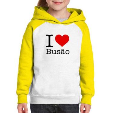 Imagem de Moletom Infantil I love Busão - Foca na Moda, Branco, Amarelo, 12