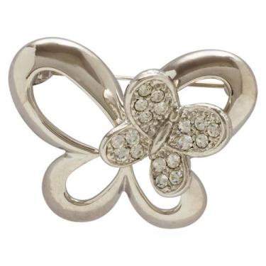 Imagem de Broche Strass Borboleta BRG9580 - Akasaki, Prateado