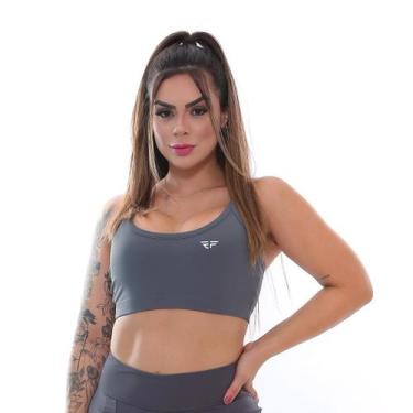 Imagem de Top Alta Sustentação Academia Fitness Treino Cinza - ElementFit, M 40-