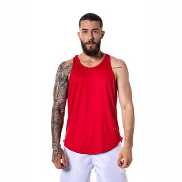 Imagem de Camiseta Regata Masculina Cavada Oversized Longline Vermelha - CHIELLA