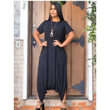 Imagem de Macacao Saruel Plus Size Longo Viscolycra Bolso Feminino max cargo - M