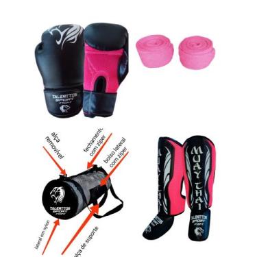 Imagem de Kit Muay Thai Boxe Kickboxing Luva+Caneleira+ Bandagem +Bolsa - Scorpi