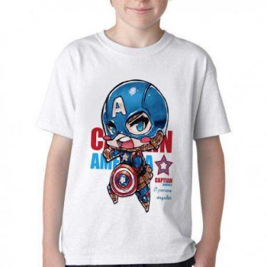 Imagem de Camiseta Infantil ou adulto Capitão América Blusa Criança todos tamanh