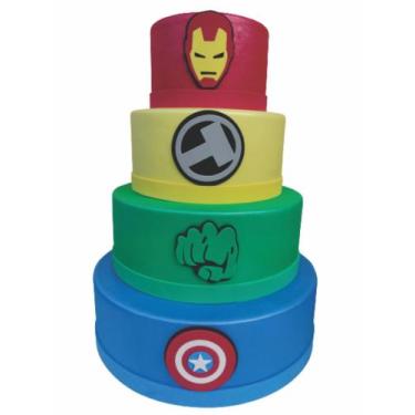 Imagem de Bolo Cenográfico Vingadores Maquete De Isopor Moldado No Eva Sem Emend