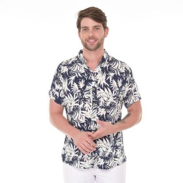 Imagem de Camisa Social Masculina Lisa Manga Curta Moda Verão Estampa - Lilih-Le