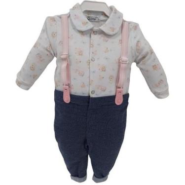 Imagem de Macacão Longo Luxo Suedine Bebê Menina Zafielo Inverno 551 , Azul bebê