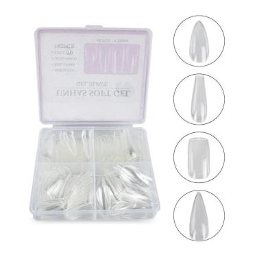 Imagem de Kit 192 Unhas Postiças Almond Bailarina Quadrada Stiletto