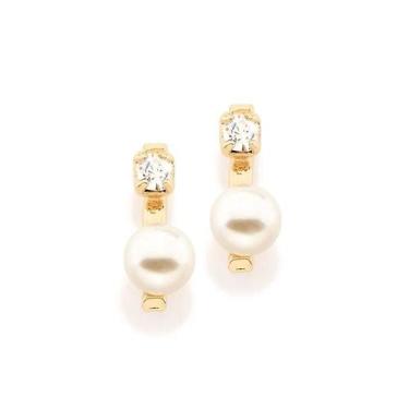 Imagem de Brinco Rommanel folheado a ouro com cristal e pérolas 524692, Dourado