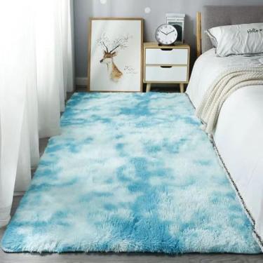 Imagem de Simples Tie-Dye Suave Decoração para Casa Tapetes Quarto Sala de Estar Cabeceira Fofo Sujo Resistente Almofada Lavável Tapetes, Tianlanzaran, 40X60CM (1.3X2FT