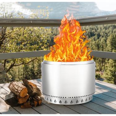 Imagem de GAOMON Fogão Bonfire 2.0, fogueira sem fumaça de 40 cm, fluxo de ar de 360° e bandeja de cinzas removível, lareira a lenha de aço inoxidável, fogueira portátil ao ar livre, para 3 a 5 pessoas, 7,7 kg