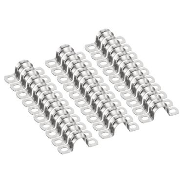 Imagem de HARFINGTON 30 braçadeiras de conduíte de 3/20.3 cm 27 mm, braçadeira de tubo M27 U, correia rígida de aço inoxidável, suporte em forma de U com dois furos para fixação de fio de mangueira de tubo,