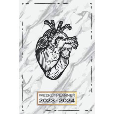Imagem de Weekly Planner 2023-2024: Heart, Cardiologist | Softcover, 6x9 | One Week on a Double Page | From Sunday to Saturday | Organizer, Appointment Book | Physician | qx1