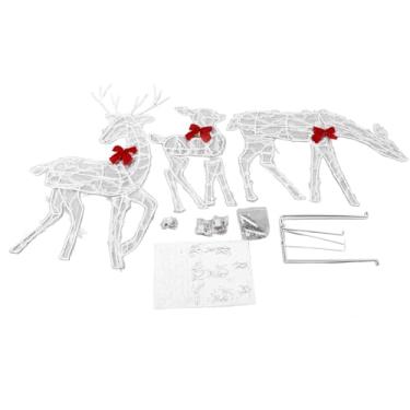 Imagem de 3 Piece Lighted Christmas Deer Family Set Outdoor Yard Decoração Com Luzes LED Arcos Vermelhos Mãe Criança Rena Decoração do Jardim