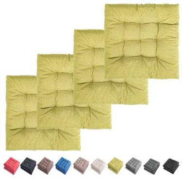 Imagem de SEKUMDAN Almofadas para cadeira de pátio 50,8 cm x 50,8 cm Conjunto de 4 almofadas de assento de móveis confortáveis para ambientes internos e externos cadeiras de cozinha de balanço (4, verde-oliva)
