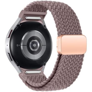 Imagem de ALSMGGBPAF Pulseira esportiva de um clique compatível com Samsung Galaxy Watch 7 6 5 4 FE 5 Pro de 40 mm, 44 mm e 45 mm; pulseira de nylon trançado para Galaxy Watch 6 4 Classic de 47 mm, 43 mm, 42 mm