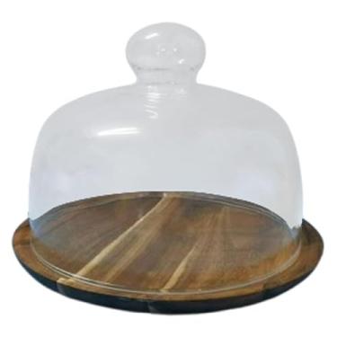 Imagem de WeiLaiKeQi Suporte de bolo com cúpula de vidro, bandeja de servidor, sobremesa, prato de sobremesa, armazenamento para sobremesas, cozinha, cupcakes, L