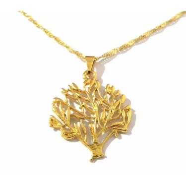 Imagem de Colar Cordão Gargantilha Arvore Da Vida Folheado