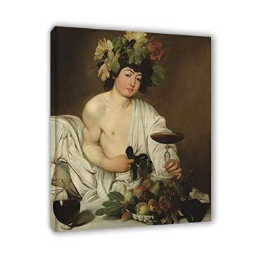 Imagem de Arte de parede em tela clássica emoldurada-Michelangelo Merisi Caravaggio Impressões famosas reprodução de pinturas a óleo - The Young Bacchus Poster-Artwork Pictures on Canvas Wall Art 80 x 105 cm