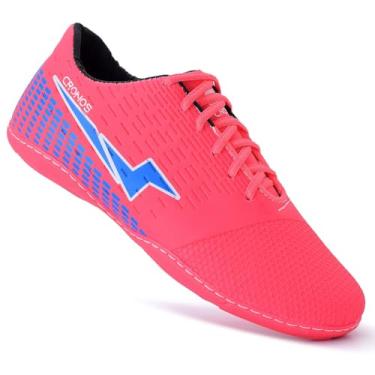 Imagem de Chuteira Cronos Futsal Sola Costurada Futebol de Salão Masculino Feminino (Rosa Azul, BR, Adulto, Numérico, 34)
