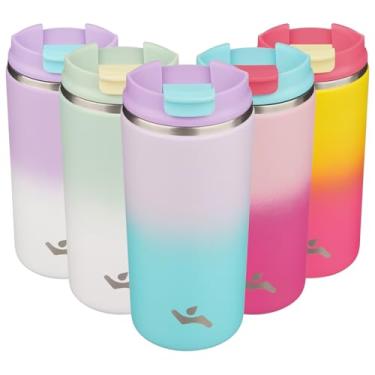 Imagem de Konokyo Copo com tampa, caneca de café de viagem de 350 ml, parede dupla, vácuo, aço inoxidável, copo de metal térmico, garrafa de água isolada, verde lavanda