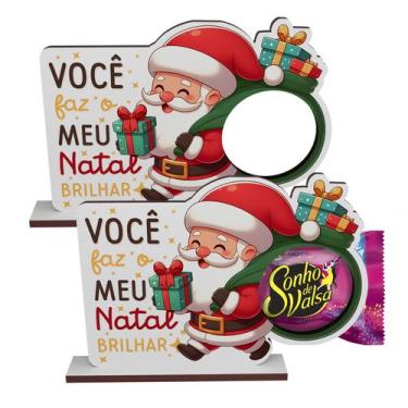 Imagem de Kit 30 Lembrancinhas Porta Bombom Papai Noel Feliz Natal Mdf - Delipar