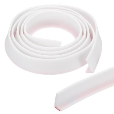 Imagem de PATIKIL Protetor de barragem de água de limite de chuveiro dobrável de 118 polegadas, barreira de rolha de chuveiro, protetor autoadesivo contra respingos para parte inferior de porta de chuveiro sem