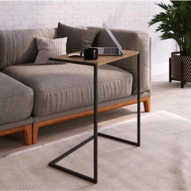 Imagem de Mesa lateral steel quadra em aço carbono preto fosco tampo preto ou co